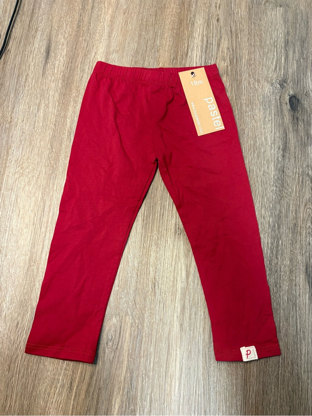 Pastel Toddler Girls Sherbet Red Cotton Leggings Size 18M NWT Stretch Pants